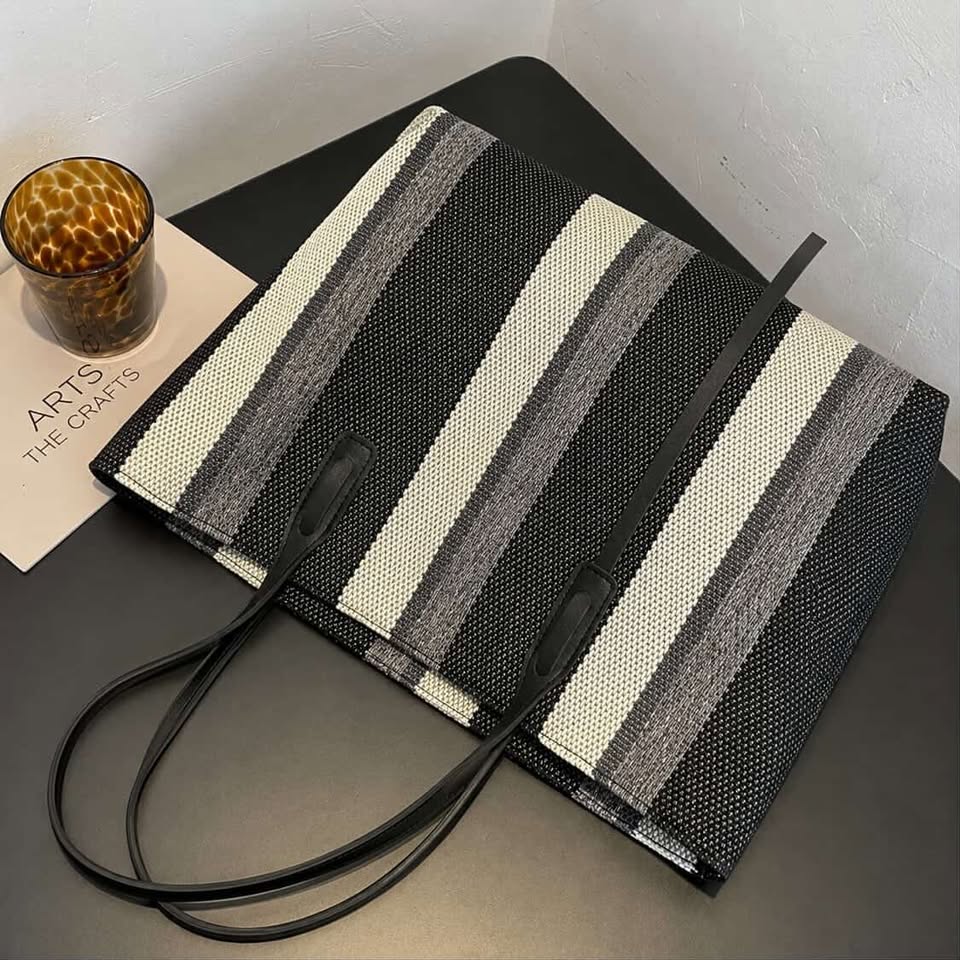 Black Striped Tote