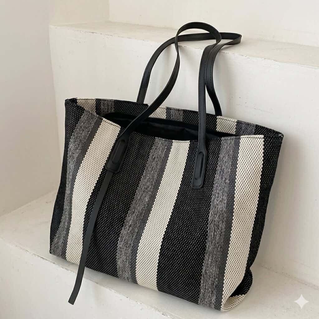 Black Striped Tote