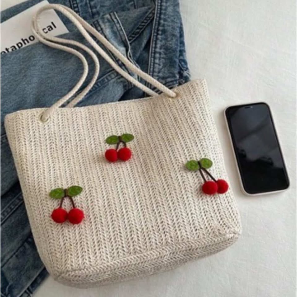 Cherry Woven Handbag