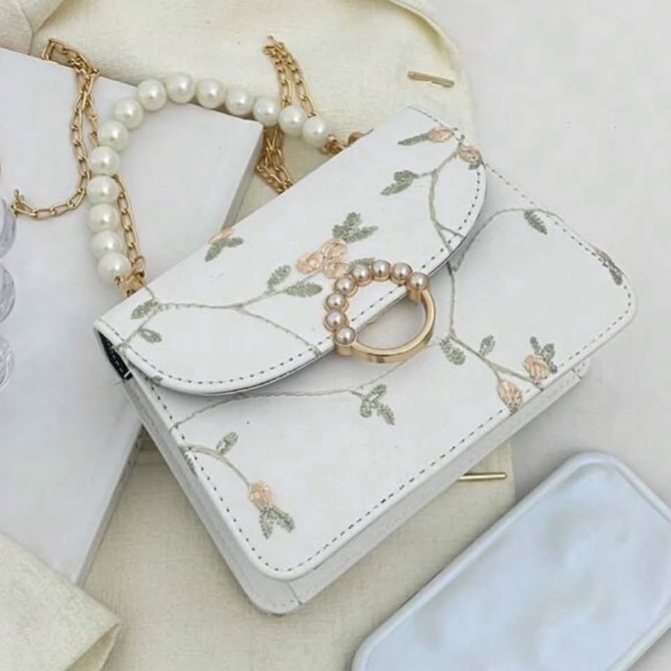 Faux Embroidered shoulder Bag